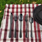 Noble Elegant Black Stainless Steel Travel Camping Flatware Set Popular Design for Wedding Family Party & Kids Spoon Fork Set