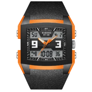 H-GOOD TK-0004 Square Men Watches Japan Quartz Movement Digital Watches Sport Watches