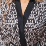 Women’s 2 Pieces Luxury Letter Print Cool Ice Silk Pajamas Shorts-sleeved Cardigan Robe Female Casual Home Clothes Night-robe