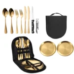Picnic Set Camping Silverware Organizer Dinnerware Set Eating Utensils Spoon Butter Knife Foldable Cutlery Set