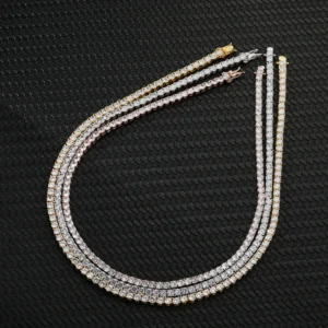 16" 18" 20" Silver Gold Chain 3mm 4mm 5mm Brass CZ Tennis Chain 18k Gold Plated Hiphop Diamond Tennis Chain Jewelry