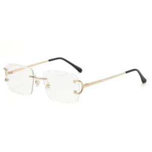HBK Square Retro Eyewear Rimless Luxury Gradient Sunglasses for Women Men on Lens Outdoor Parties Vacations Travel