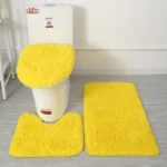 High Quality Soft Modern Non-slip Bottom Different Color Toilet Bath Floor Mat Rug 3 Pieces Bathroom Carpet Set