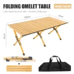 Multi-functional Egg Roll up Table Long Wood Color Convenient Aluminum Alloy Table Casual Dining Portable Table