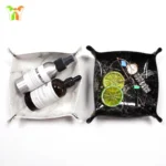 Foldable Leather Valet Tray Home Jewelry Storage Basket Box Tray for Key Coin Change Phone Wallet