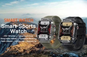 1.85 HD Large Screen Outdoor Design IP68 Waterproof Mud Proof Body Temperature Monitor High Quality Smart Watch MK66