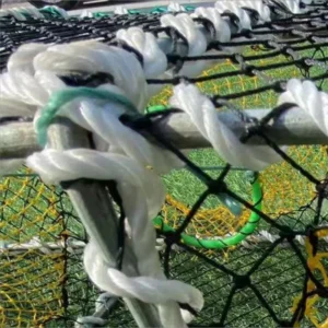 HDPE Aquaculture Trap Cage Square Ocean Crab Pot Fish Bait with Monofilament Coated Metal Frame Fishers Ocean Sports