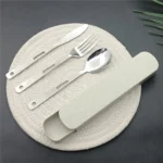 Camping Cutlery Set Fork Knife and Spoon Set Stainless Steel Cutlery Portable Cutlery Set Hook
