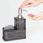 Modern Kitchen Sink Countertop Liquid Soap Dispenser Hand Pump Bottle Caddy with Storage Compartments