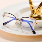 MS 81558 Stylish Large Frame Women’s Metal Glasses Block Blue Light Shiny Frames Designer Eyeglasses Optical