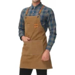 Apron With Removable Adjustable Strap Work Apron Durable Washed Canvas Chef Bib Apron