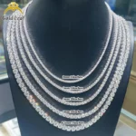 Hip Hop Iced Out Fine Jewelry 2mm 3mm 4mm 5mm 6mm 6.5mm Lab Diamond 925 Silver VVS Moissanite Tennis Chain Necklaces