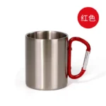 Stainless Steel Insulated Coffee Cup with Carabiner Handle Sublimation Blank for Back to School for Climbing