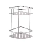 High Quality 304 Stainless Steel Double Storage Shelf Modern Wall-Mounted Hanging Rack for Hotel Washroom Bathroom Corner