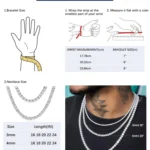 Wholesale Hip Hop Iced Out Fine Jewelry 2mm 3mm 4mm 5mm 6mm 6.5mm Lab Diamond 925 Silver VVS Moissanite Tennis Chain Necklaces