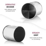 Utensil Organizer	Rotating Stainless Steel Tableware	Storage Bucket Trash Can Kitchen Utensil Holder With Detachable Divider