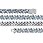 2021 Luxury 10mm Silver Gold Blue Cuban Link Chain Hip Hop Jewelry Cuban Bracelet