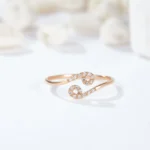 SGARIT 18K Rose Gold Cultivated Diamond Ciliary Stone Valentine Gift  Ring Bangle Jewelry Set
