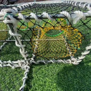 HDPE Aquaculture Trap Cage Square Ocean Crab Pot Fish Bait with Monofilament Coated Metal Frame Fishers Ocean Sports