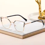 MS 81563 2024 New Women Metal Shiny Thin Cat Eye Glasses Frame Optical Anti-Blue Light Eyewear Shining Eyeglasses Design