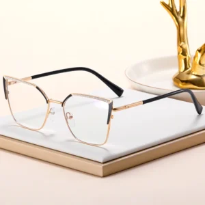 MS 81563 2024 New Women Metal Shiny Thin Cat Eye Glasses Frame Optical Anti-Blue Light Eyewear Shining Eyeglasses Design