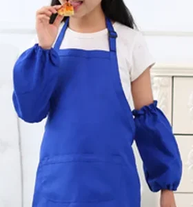 Kids Apron and Chef Hat Set, Polyester Child Aprons With 2 Pockets Kitchen Bib Aprons for Kitchen Cooking Baking