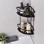 Modern Two-Tier 304 Stainless Steel Bath Corner Shelf Dual Tier Rack for Hotel Bathrooms