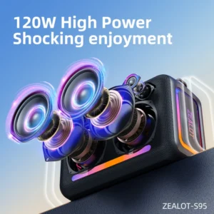 ZEALOT S95 120W Wireless Speaker with Bass, IPX6 Waterproof Support AUX/TF/AUX/TWS/EQ Mode/RGB Lights for Party