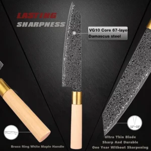 XITUO Japan Damascus Steel Knife Set Razor Sharp Kitchen Chef Knife Hotel Home Professional Cooking Knife with Ergonomic Handle