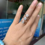 18K Solid Yellow Gold Ring 1 Carat Moissanite Wedding Ring Women