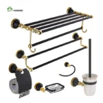 Luxury Black Gold Wall Mount Bathroom Accessories Set