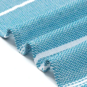 Large Custom Stripe Printed Oversized Turkish Cotton Blend Beach Towel with Tassels for Beach Goers