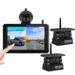 IPoster 2x BSD Solar Backup Cameras 10000mAh Rechargeable Battery Magnetic with 5 Inch Touch Screen DVR Loop Recording Monitor