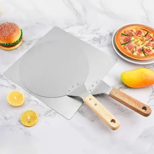 Pizza Cutter Turning Peel Rocker Spatula Baking Peelers Stainless Steel Wooden Handle Kitchen Accessories