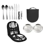 Picnic Set Camping Silverware Organizer Dinnerware Set Eating Utensils Spoon Butter Knife Foldable Cutlery Set