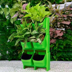 Stackable Vertical Planter Resin Wall Hanging Planter Wall Pocket Self Watering Flower Pot for Strawberries Flowers
