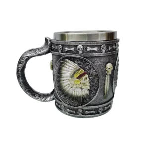 3D Stereoscopic Double Wall Stainless Steel Ghost Head Skull Vacuum Mug with Handle for Back to School