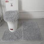 High Quality Soft Modern Non-slip Bottom Different Color Toilet Bath Floor Mat Rug 3 Pieces Bathroom Carpet Set