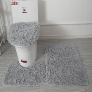 High Quality Soft Modern Non-slip Bottom Different Color Toilet Bath Floor Mat Rug 3 Pieces Bathroom Carpet Set
