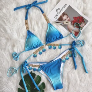 Crystal Rhinestone Bikini Luxury Diamond Swimsuit Jewelry Swimwear Summer Women Beachwear Gradient Designer Bikini Set