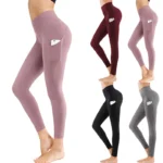 High Waist Yoga Pants With Pockets Seamless Tummy Control Leggings Workout 4 Way Stretch Yoga Leggings