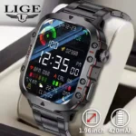 Lige  Bw0667 Men’s Outdoor Smart Watch Waterproof Sports Fitness Call Health Monitor 1.96″ HD Display Smartwatch for Android IOS
