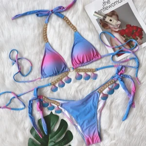 Crystal Rhinestone Bikini Luxury Diamond Swimsuit Jewelry Swimwear Summer Women Beachwear Gradient Designer Bikini Set