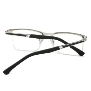 Metal Half Frame Reading Glasses with Blue Light Protection, +1.00 to +4.00