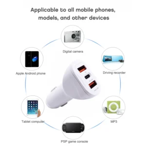 Phone 3 Port Usb Type C Pd45W Pd20W 18W 3.1A 2ports QC3.0  Car Charger Pd Mini Usbc Dual Usb-a Port 30w 20w