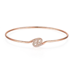 SGARIT 18K Rose Gold Cultivated Diamond Ciliary Stone Valentine Gift  Ring Bangle Jewelry Set