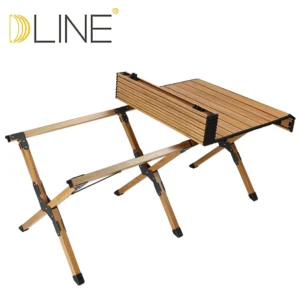 Multi-functional Egg Roll up Table Long Wood Color Convenient Aluminum Alloy Table Casual Dining Portable Table