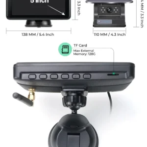 IPoster 2x BSD Solar Backup Cameras 10000mAh Rechargeable Battery Magnetic with 5 Inch Touch Screen DVR Loop Recording Monitor