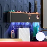 Wall Mounted Bathroom Toothbrush Holder with Sterilizer Function Automatic Toothpaste Dispenser
