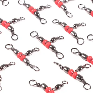50Pcs/Bag 3 Way Brass Fishing Rolling Barrel Swivel Bearing Connector Solid Ring Swivel Set